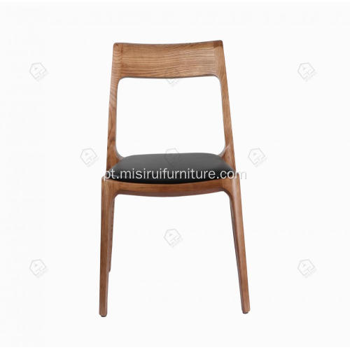 Designer Cadeiras de almofada preta sem braço de madeira sólida
